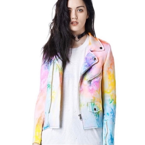 UNIF Jackets & Blazers - UNIF Multicolored Tie Dye Moto Jacket | NWT